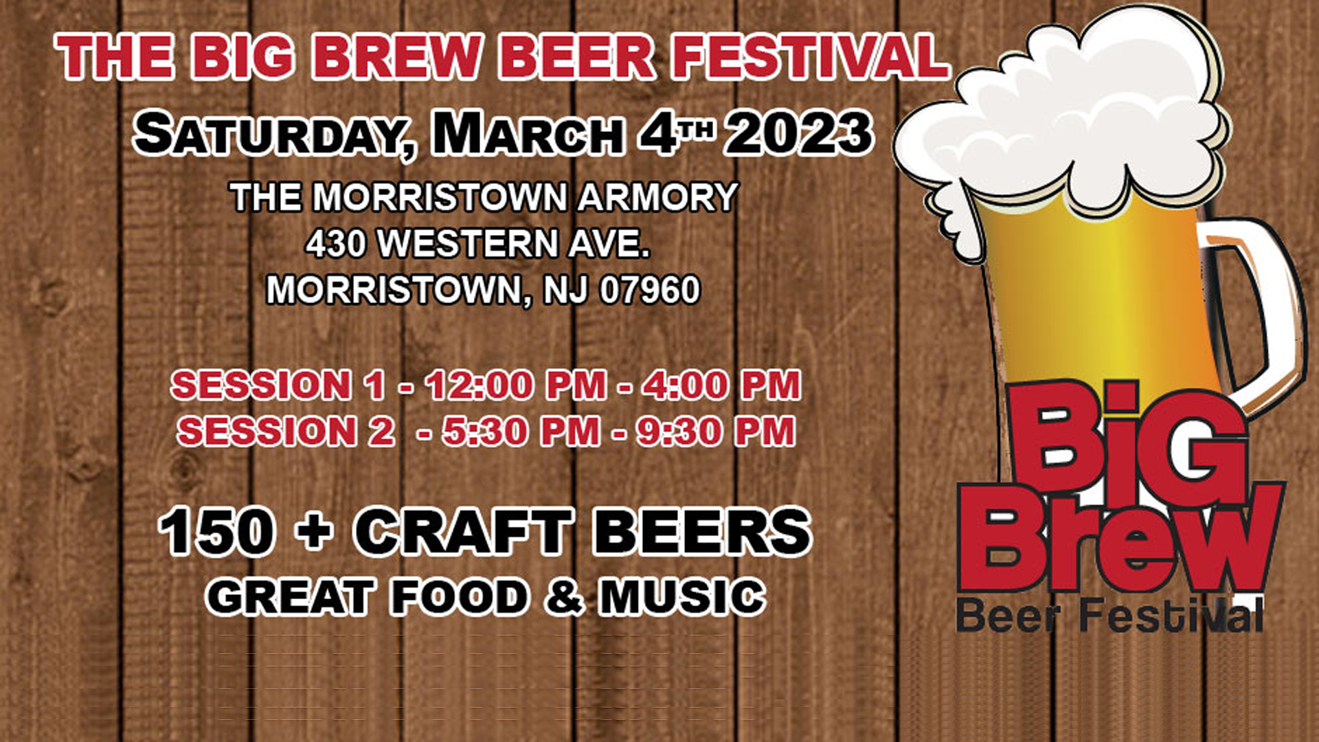Big Brew Beer Festival in Morristown, NJ on March 4th