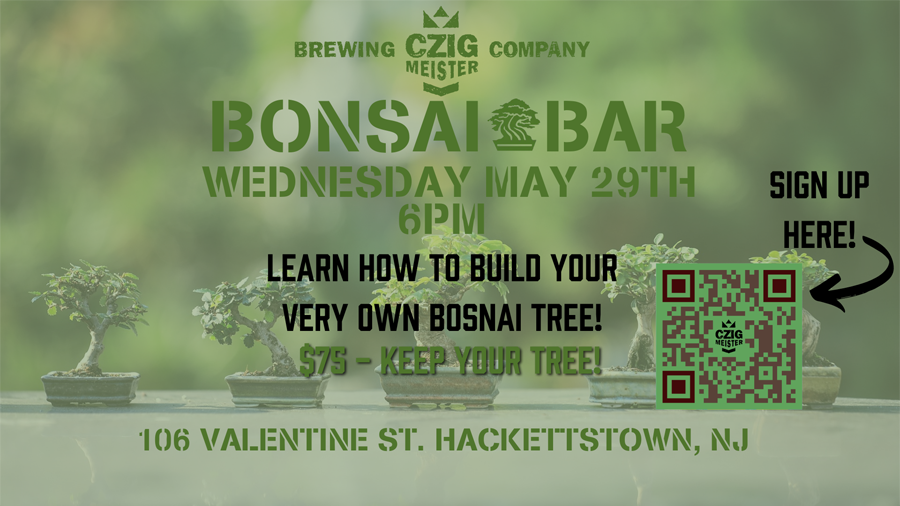 Bonsai Bar bonsai making class at Czig Meister Brewing Company on May 29th