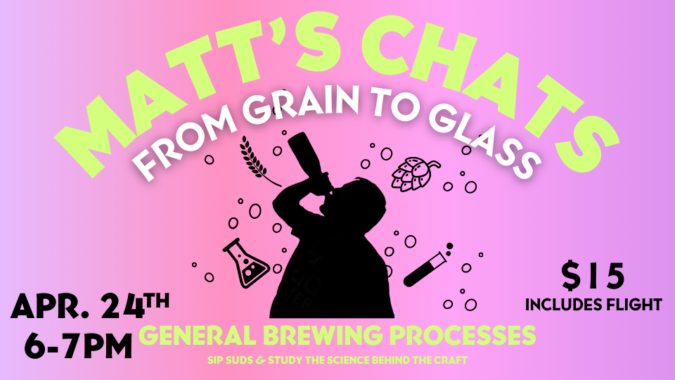 Matt's Chats beer class at Czig Meister Brewing Company on April 24th