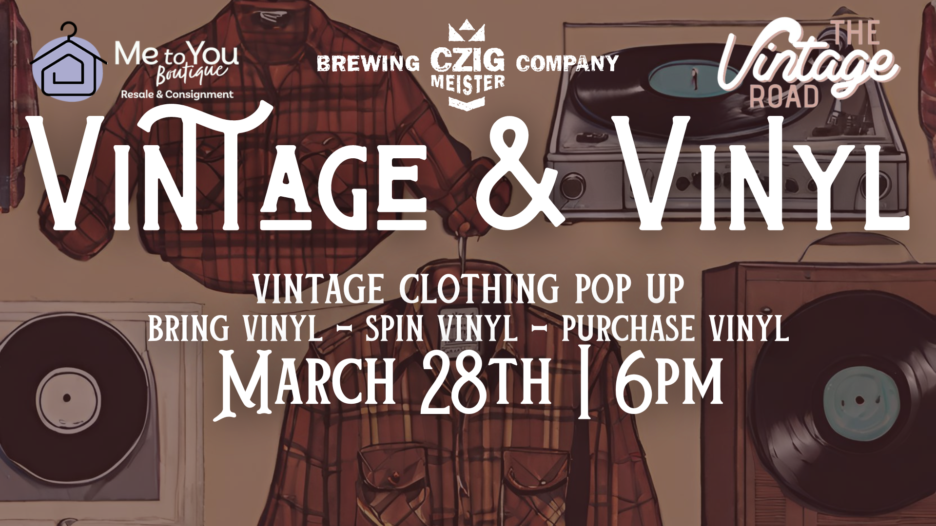 Vintage and Vinyl night on March 28th at Czig Meister Brewing Company
