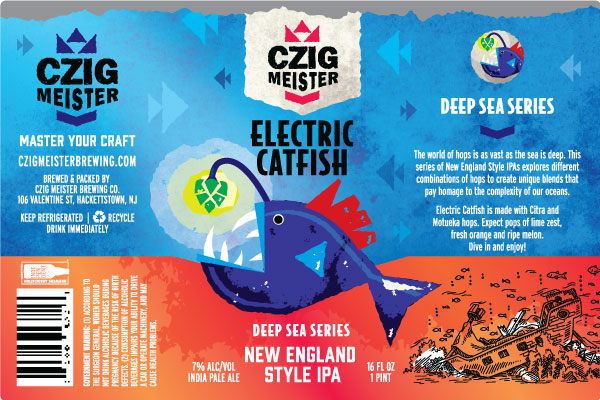 Electric Catfish beer can label.