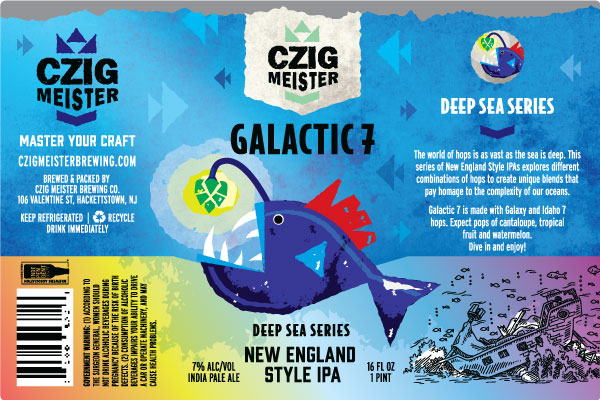 Galactic 7 beer can label.