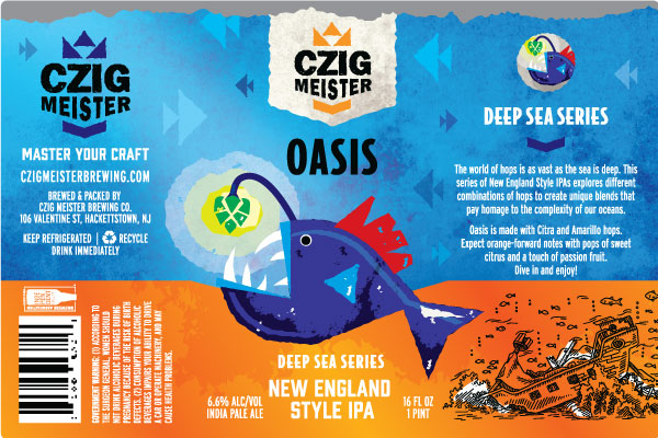 Oasis beer can label.