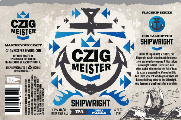 Shipwright beer can label.